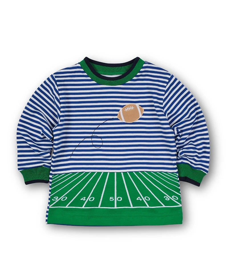 Florence Eiseman Toddler Boys Stripe Knit Shirt With Football Field