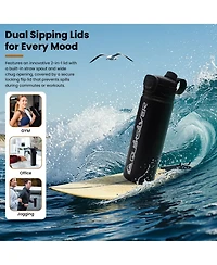 Quiksilver Laguna Stainless Steel Tripple Walled Insulated 12 Hour Cooling Tumbler with Air Sealed Straw, Chug