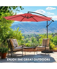 Flynama 9.8FT Offset Patio Umbrella Hanging Cantilever Umbrella Outdoor Sun Shade with Easy Tilt