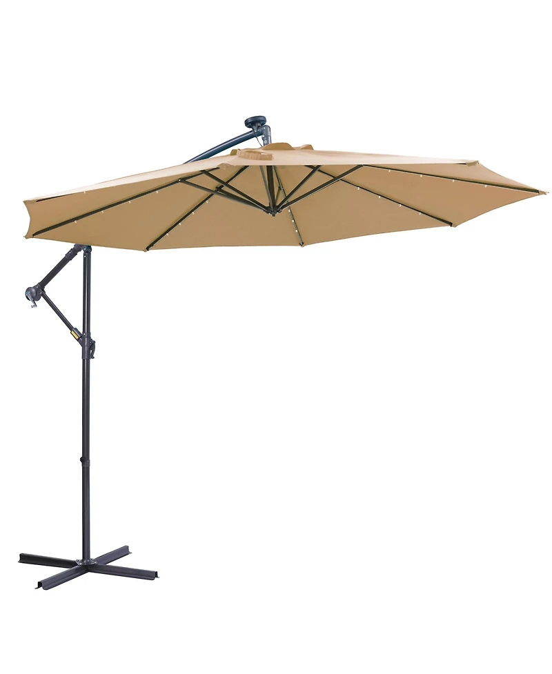 Flynama 10 Ft Solar Patio Outdoor Umbrella Hanging Cantilever Umbrella Offset Umbrella ,Adustment with 32 Led Lights