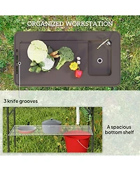 Outsunny Folding Fish Cleaning Table with Sink, Faucet, Sprayer,