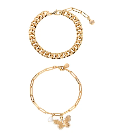 Ettika Butterfly Charm Chain Bracelet Sets