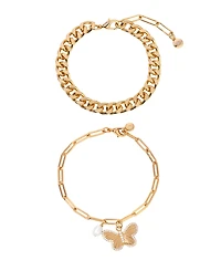 Ettika Butterfly Charm Chain Bracelet Sets