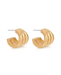 Ettika Triple Ribbed Hoops Earrings