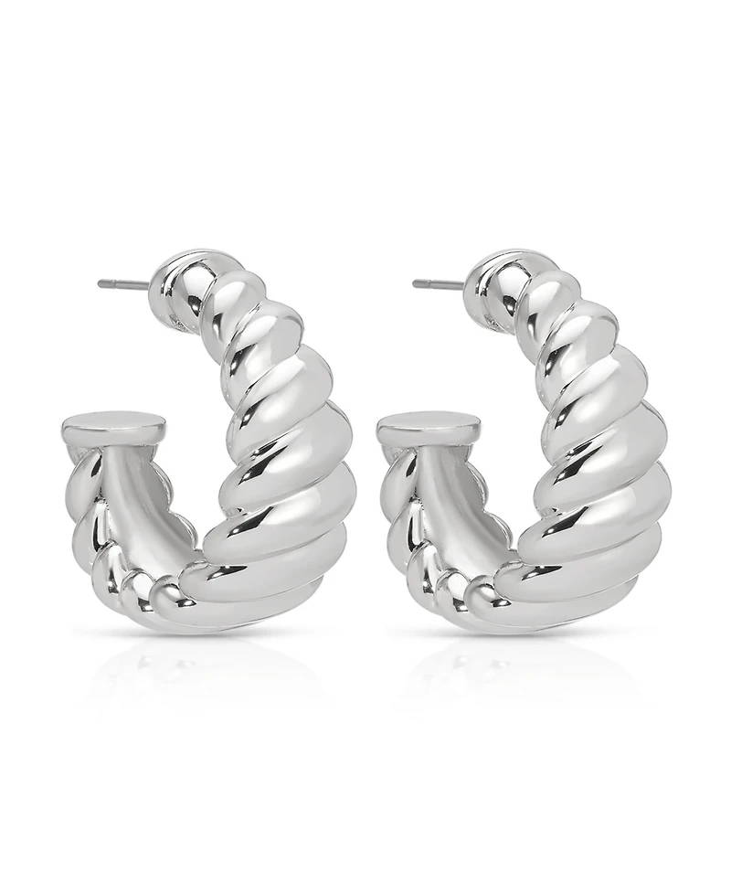 Ettika Modern Ribbed Hoops Earrings