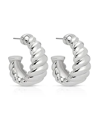 Ettika Modern Ribbed Hoops Earrings