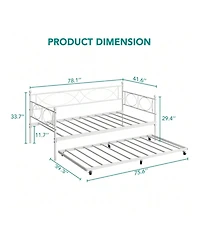 gaomon Metal Twin Daybed and Trundle Set, Size, Steel Slat Support, Multifunctional Frame for Bedroom, Living Room, Guest Room