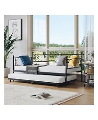 gaomon Metal Twin Daybed and Trundle Set, Size, Steel Slat Support, Multifunctional Frame for Bedroom, Living Room, Guest Room