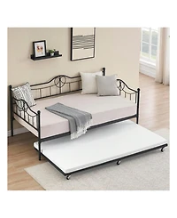 gaomon Metal Twin Daybed and Pull-Out Trundle Set, Size, Steel Slat Support, Sofa Bed Frame for Living Room, Bedroom, Guest Room