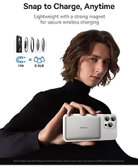 Baseus Picogo 5000mAh MagSafe Power Bank Wireless Charger with Usb-c Braided Cable Fast Charging Portable Charger Battery Pack for iPhone Pink