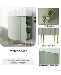 Casainc 21.6" Bathroom Vanity Combo Cabinet with Single Ceramic Sink and Left Side Storage