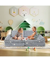 Slickblue 8-Piece Modular Kids Play Couch Sofa with Glow-in-the-Dark Accents – Fun and Safe Seating for Toddlers
