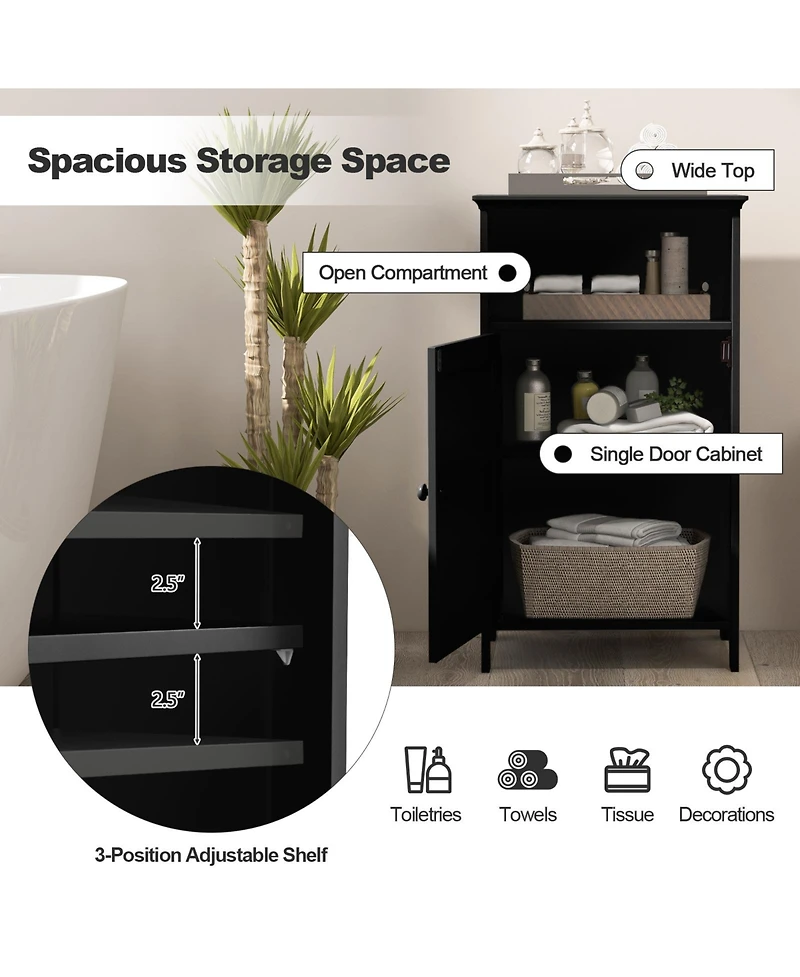 Slickblue Bathroom Freestanding Floor Storage Cabinet with Adjustable Shelf