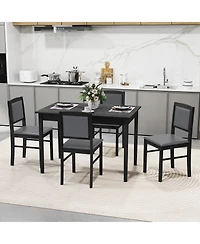 Slickblue 5-Piece Dining Table Set for 4 with Rubber Wood Legs – Compact Design Small Rooms