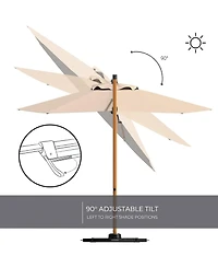 Mondawe Cantilever Umbrella w/ 360° Rotation & 45° Tilt,UPF50+ Waterproof Canopy,All-Aluminum Frame