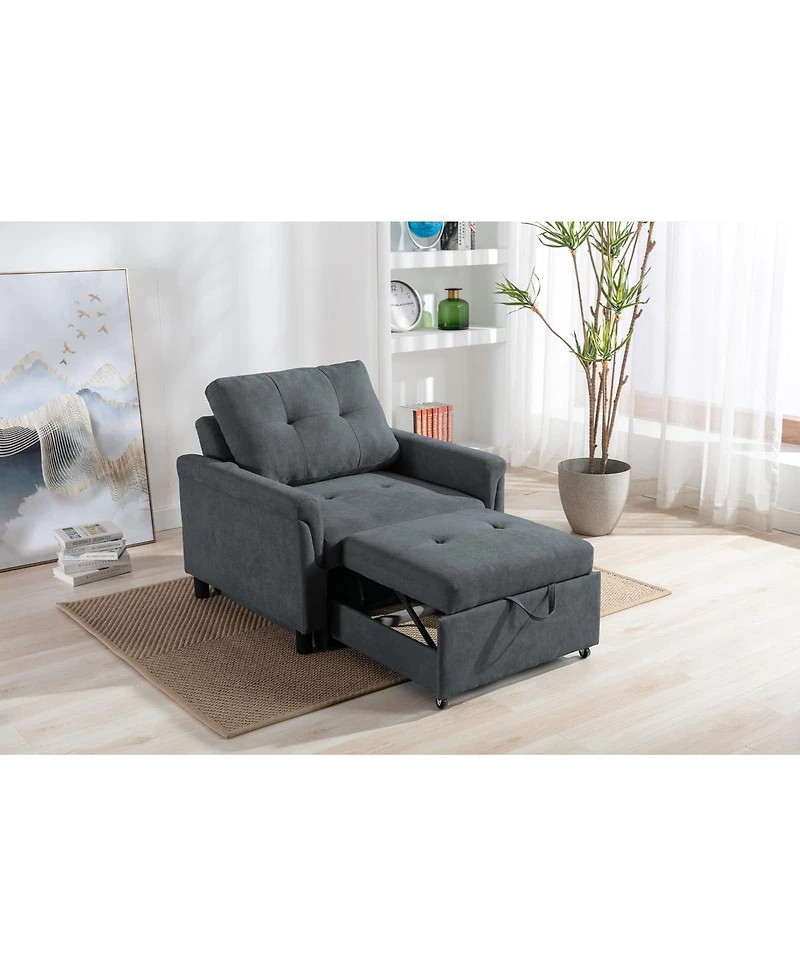 Homlux 35"W Dark Gray Woven Convertible Armchair