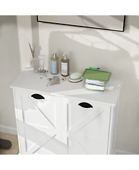 Casainc Tilt-Out Laundry Hamper Cabinet with Two Sorting Compartments and Top Shelf Organizer