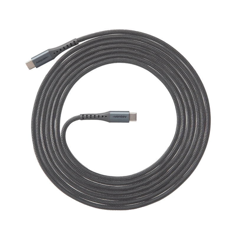Ventev Alloy Usb C to Usb C High Speed Ultradurable 10 Foot Cable-Silver