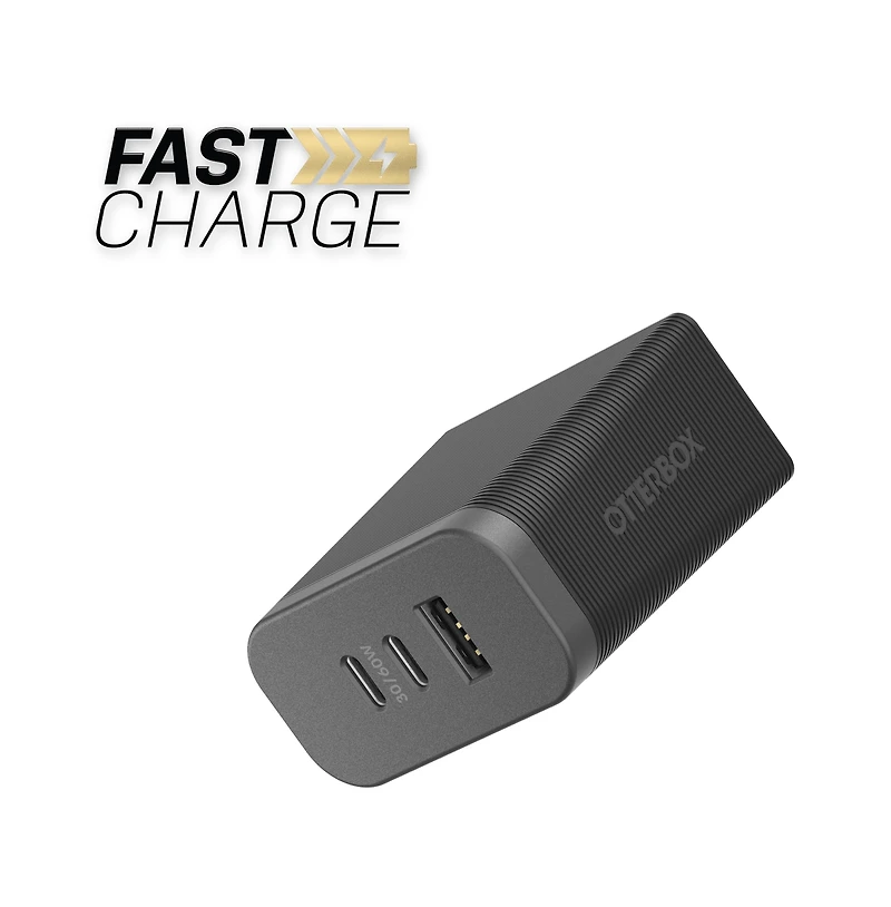 OtterBox Premium Pro 3 Port Usb C Wall Charger 72W-Black