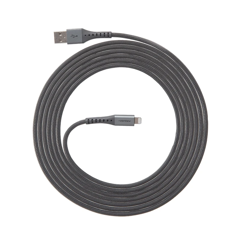 Ventev Alloy Usb A to Apple Lighting High Speed Ultradurable 10 Foot Cable-Silver