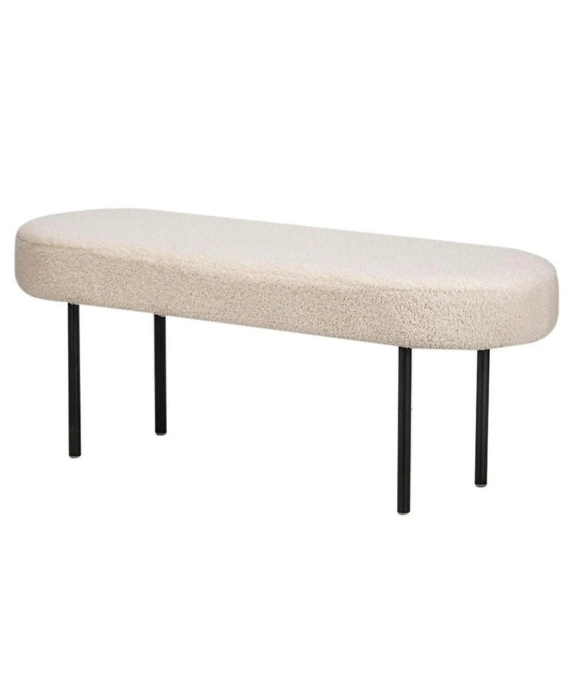 Nordlys - Metal and White Boucle Bench Modern Design Style Upholstery Entry