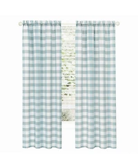 Kate Aurora Modern Farmhouse 2 Piece Large Buffalo Plaid Check Rod Pocket Curtains - 63 Granny Apple Green