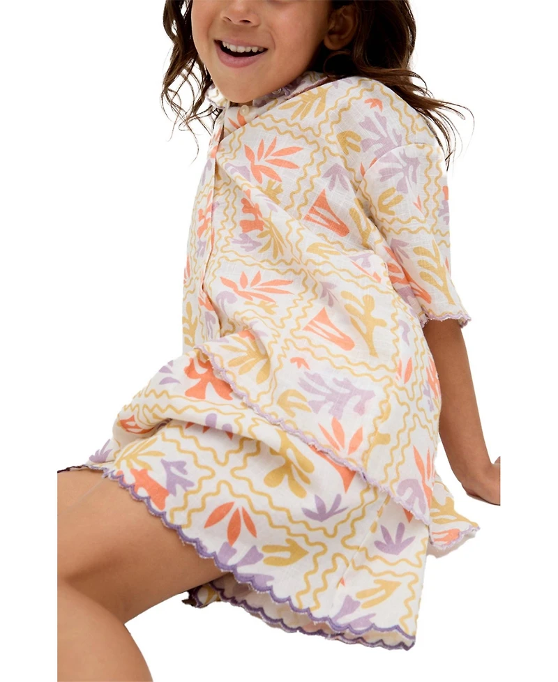 Raffya Kids Gilly Scalloped Edge Matisse Print Shorts