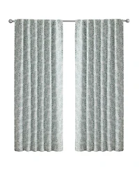 Kate Aurora 1 Piece Floral Leaf Light Reducing & Thermal Linen Blend Window Curtain Panel - 84 in. Long - Taupe/Beige