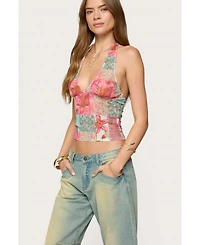 Edikted Women's Catie Printed Mesh Halter Top