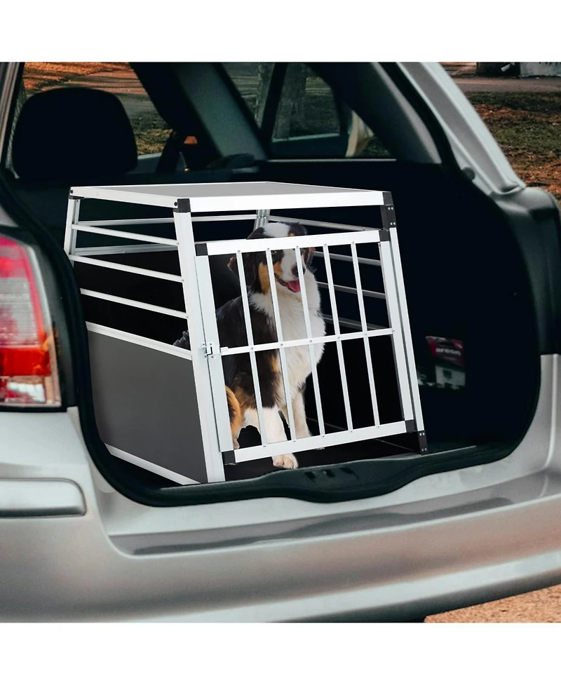 Streamdale Furniture Aluminum Pet Transport Box - 35x25x27in Black/Silver