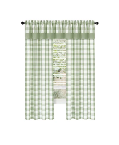 Kate Aurora Modern Country Farmhouse 3 Piece Buffalo Check Plaid Window Curtains & Valance Set