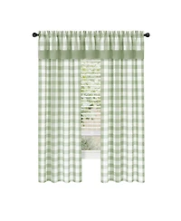 Kate Aurora Modern Country Farmhouse 3 Piece Buffalo Check Plaid Window Curtains & Valance Set