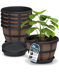 Lifemaster 10-Inch Whiskey Barrel Planters Outdoor Pack of 2