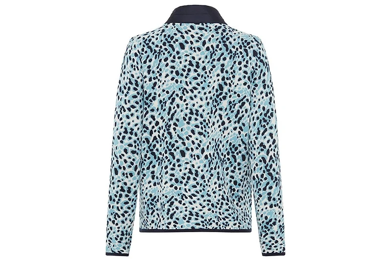 Olsen Animal Zip Mixed Media Cardigan