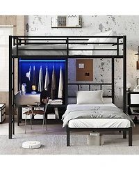 Streamdale Furniture Full Xl/Twin Bunk Bed with Desk & Closet - Black