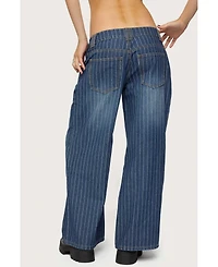 Edikted Women's Cory Striped Low Rise Jeans