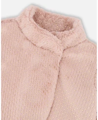 Deux par Girl Fake Fur Short Jacket Pink - Toddler|Child