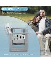 Flynama 2-Person Outdoor Glider Bench Patio Double Swing Rocking Chair Loveseat w/ Slatted Hdpe Frame for Backyard Garden Porch, Light Gray