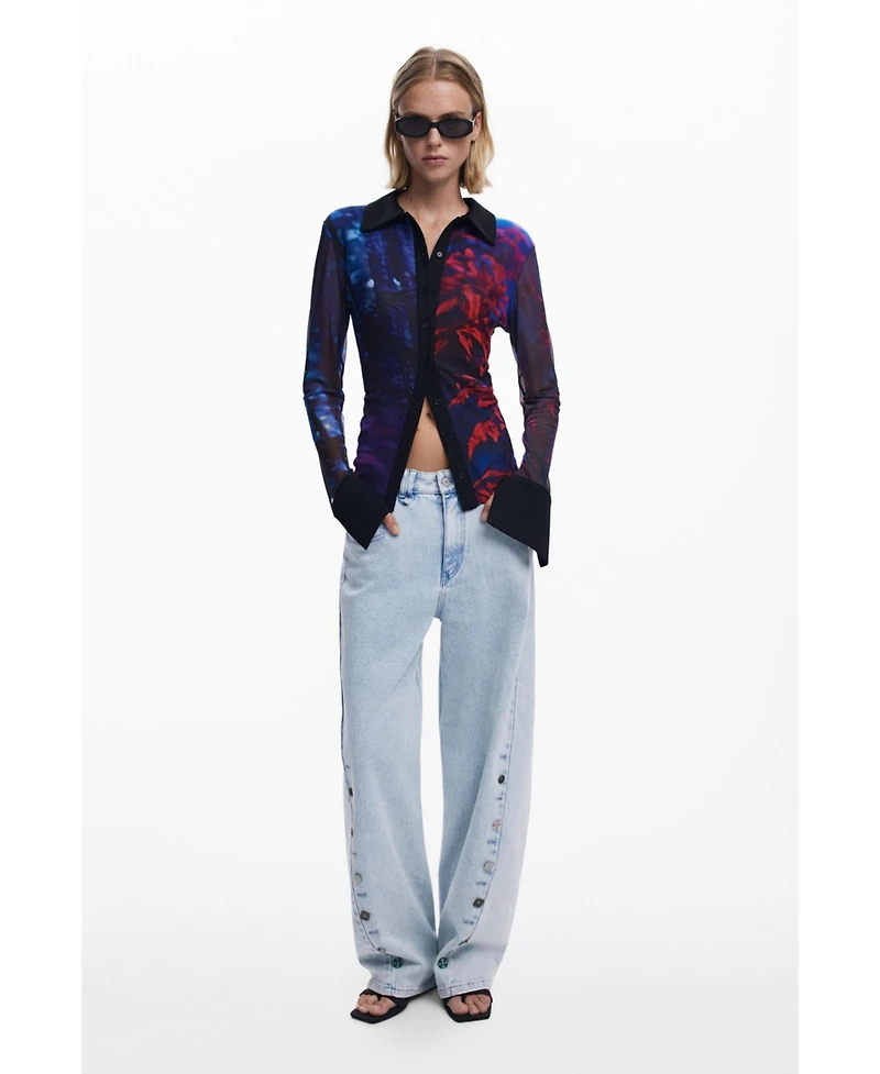 Desigual Women's Buttoned chiffon T-shirt