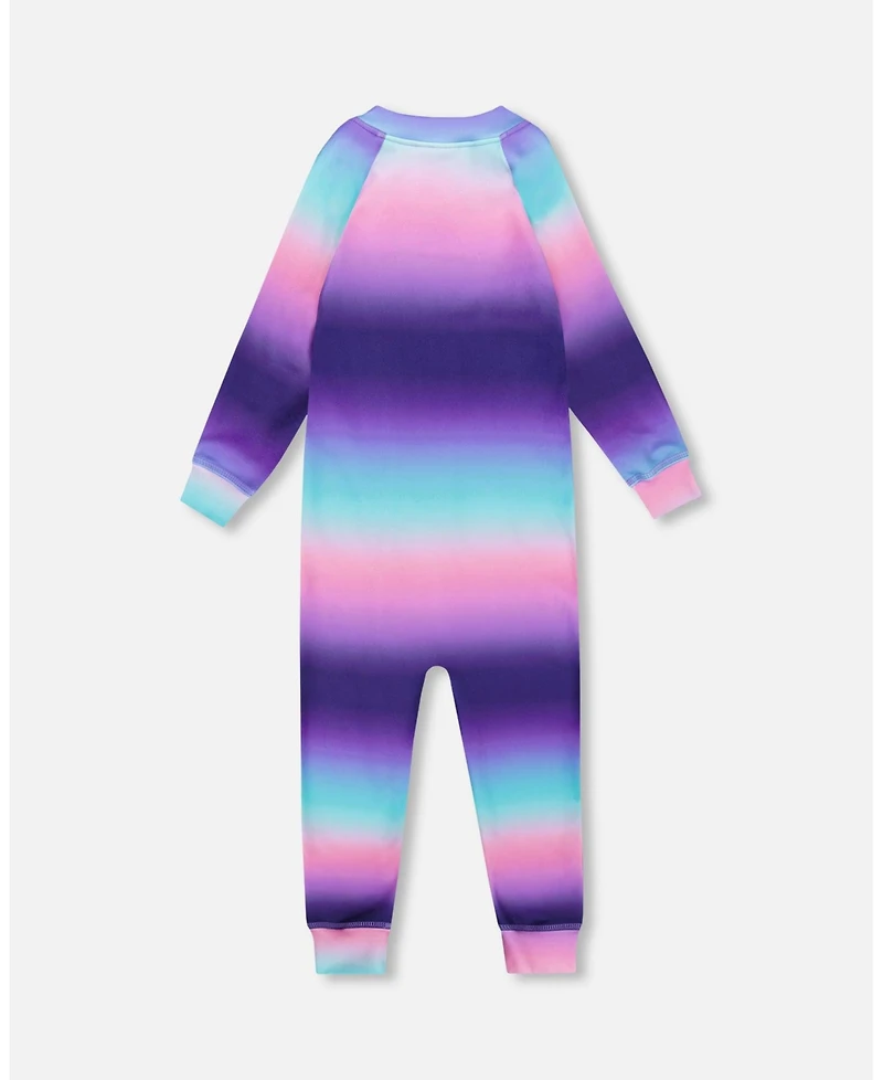 Deux par Baby Girls One-Piece Thermal Underwear Purple Gradient