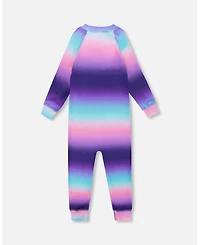 Deux par Baby Girls One-Piece Thermal Underwear Purple Gradient
