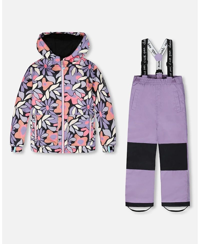 Deux par Girl Two-Piece Chill Outerwear Set with Light Insulation Purple Gray - Child