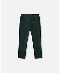 Deux par Girl Stretch Velour Rib Treggings Dark Green - Toddler|Child