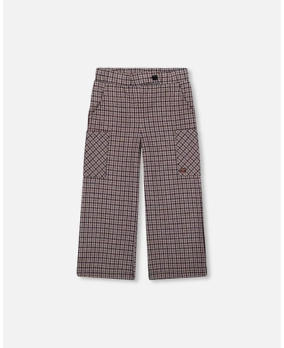Deux par Girl Jacquard Knit Flare Pants with Houndstooth Pattern - Child