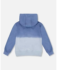Deux par Baby Boy Full Zip Hooded Fleece Jacket Blue