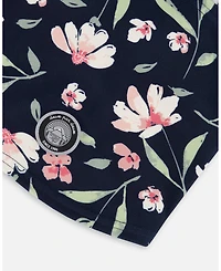 Deux par Girl Brushed Jersey Balaclava Navy Flower Print - Toddler|Child