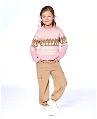 Deux par Toddler Girls Llama Jacquard Sweater Dusty Pink - Toddler|Child