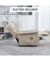 Flynama Homcom Power Lift Recliner Chair for Elderly, Easy Assembly, Fabric Lift Chair with Remote Control, Side Pockets for Living Room, Beige