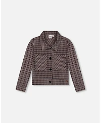 Deux par Girl Jacquard Knit Jacket with Houndstooth Pattern - Child