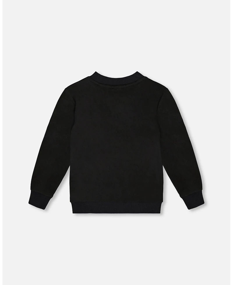 Deux par Big Boys Super Soft Brushed Jersey Long Sleeve Top Black with Plaid Pocket